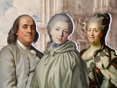 Princess Dashkova (center) exchanged letters with Benjamin Franklin and befriended Catherine the Great.